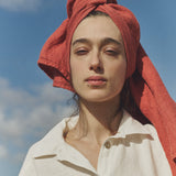 Large linen waffle bath towel