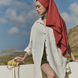 Large linen waffle bath towel