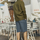 R: Men’s long sleeve linen shirt MONTREAL (Color: Loden Checks; Size: S)