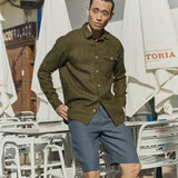 R: Men’s long sleeve linen shirt MONTREAL (Color: Pistachio Mist; Size: S)