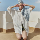 Large linen waffle bath towel