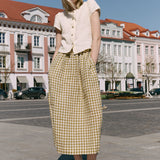 SION gathered linen skirt