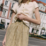 SION gathered linen skirt