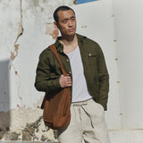 R: Men’s casual linen pants ONTARIO (Color: Beige; Size: M)