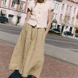 SION gathered linen skirt