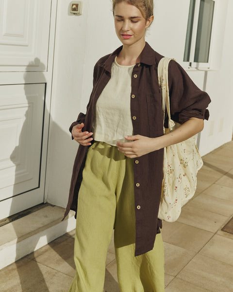 Linen Collar Shirt Oversized — LIVORNO-2 Tunic – not PERFECT LINEN