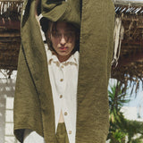 Large linen waffle bath towel