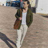 R: Men’s casual linen pants ONTARIO (Color: Beige; Size: M)