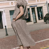 SION gathered linen skirt
