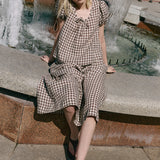 SION gathered linen skirt