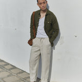 R: Men’s casual linen pants ONTARIO (Color: Beige; Size: M)