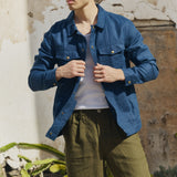 R: Men’s linen jacket HALDEN (Color: Admiral Blue; Size: S)