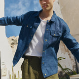 R: Men’s linen jacket HALDEN (Color: Admiral Blue; Size: S)