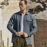 R: Men’s long sleeve linen shirt MONTREAL (Color: Loden Green; Size: S)