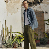 R: Men’s long sleeve linen shirt MONTREAL (Color: Loden Green; Size: S)