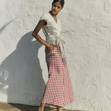 MADRID cropped linen wrap top