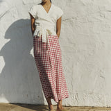 MADRID cropped linen wrap top