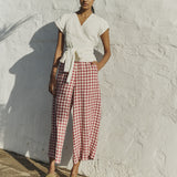 MADRID cropped linen wrap top