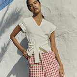 MADRID cropped linen wrap top