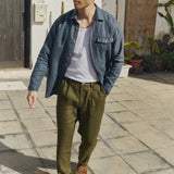 R: Men’s linen pants ALBURY (Color: Beige; Size: S)