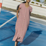 CHORA maxi button-down linen dress