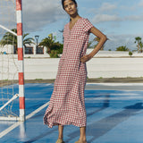 CHORA maxi button-down linen dress