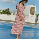 CHORA maxi button-down linen dress
