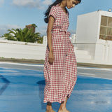 CHORA maxi button-down linen dress