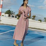 CHORA maxi button-down linen dress