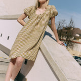MARI puff sleeve mini linen dress