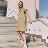MARI puff sleeve mini linen dress