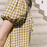 MARI puff sleeve mini linen dress
