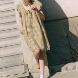 MARI puff sleeve mini linen dress