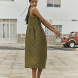 VALLEY front brass snaps linen dress