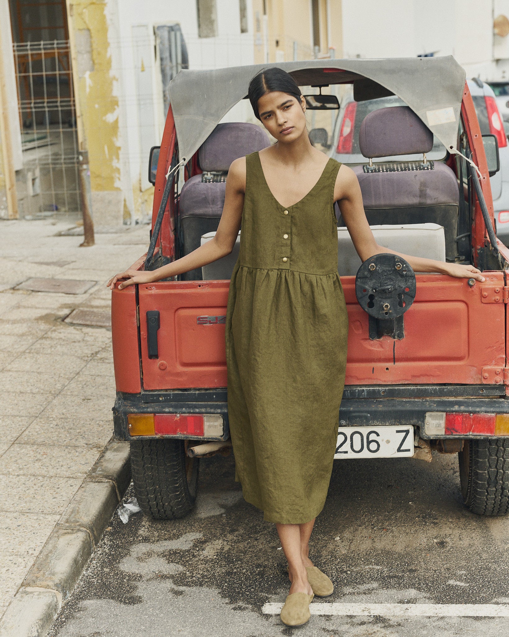 Brown Polka Dot Linen Dress VALLEY Sleeveless | notPERFECTLINEN not PERFECT LINEN Brown Polka Dot Linen Dress VALLEY Sleeveless | notPERFECTLINEN not PERFECT LINEN