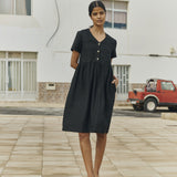 SYMI V-neck linen dress