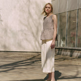 R: EZE linen peplum top (Color: Lightweight Chocolate Gingham; Size: S)