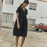 SYMI V-neck linen dress