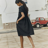 SYMI V-neck linen dress