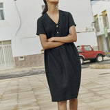 SYMI V-neck linen dress