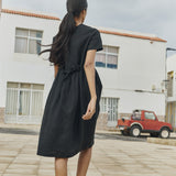 SYMI V-neck linen dress