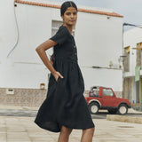SYMI V-neck linen dress