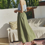 R: SION gathered linen skirt (Color: Admiral Blue; Size: S)