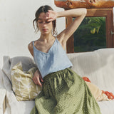 R: SION gathered linen skirt (Color: Chocolate; Size: XS)