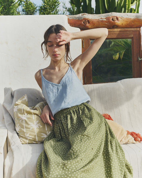 Blue floral sleeveless top linen cami SORRENTO – not PERFECT LINEN