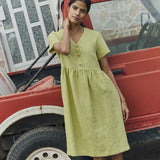 SYMI V-neck linen dress