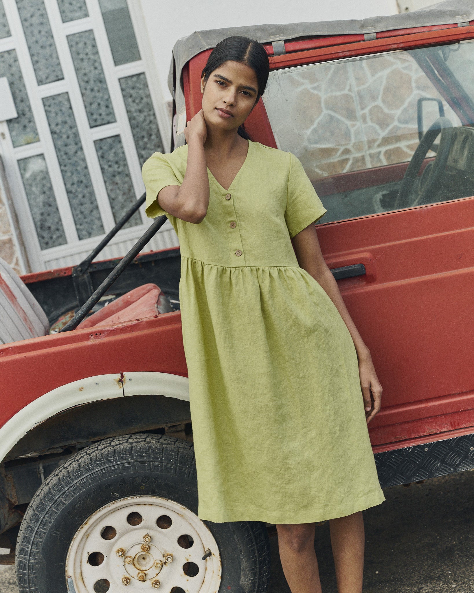SYMI V-neck linen dress SYMI V-neck linen dress