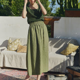 Alba scoop neck fitted linen top