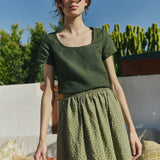 Alba scoop neck fitted linen top