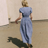 SALINA smocked waist linen dress
